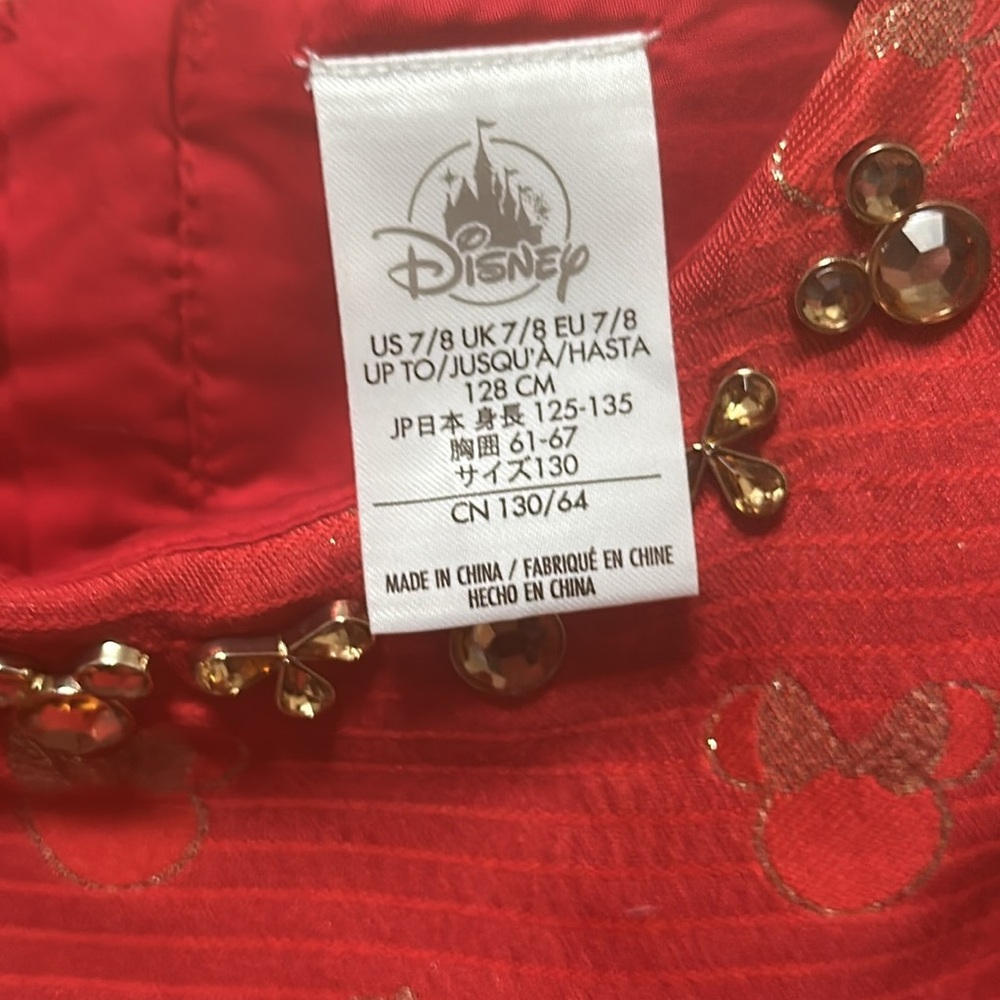 Disney Store Minnie Mouse Holiday Girl's Dress Gems Sparkle Fancy Party Size 7/8 - Picture 6 of 9